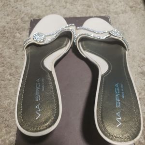 via spiga womens shoes brown/gold size 8 made in I